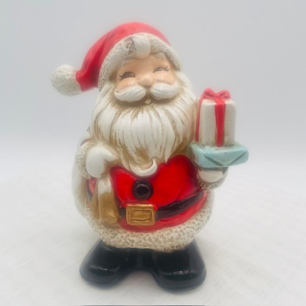 Vintage Ceramic Homco Santa Piggy Bank Figurine - Stopper-Taiwan - 6-1/4"